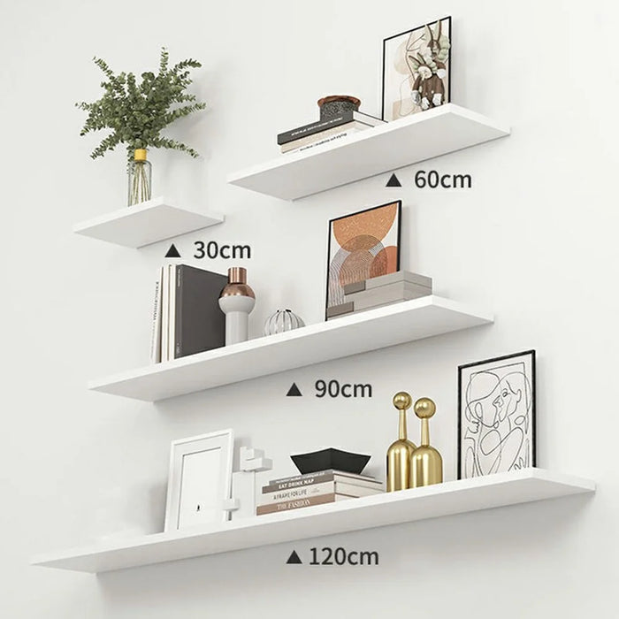4Pcs / Set Wall Mounted Floating Shelves for Living Room Bedroom Wooden Board Display Rack - White - 6