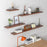 90cm Wall Mounted Shelf Wooden Display Rack Decorative Storage Holder for Living Room / Bedroom - Walnut - 3