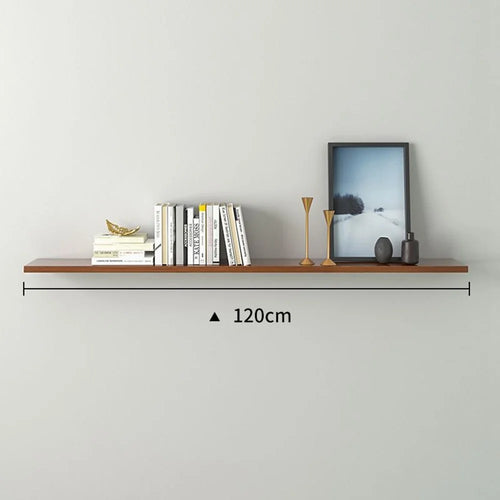120cm Wall Mounted Shelf Wooden Display Rack Decorative Storage Holder for Living Room / Bedroom - Walnut - 1