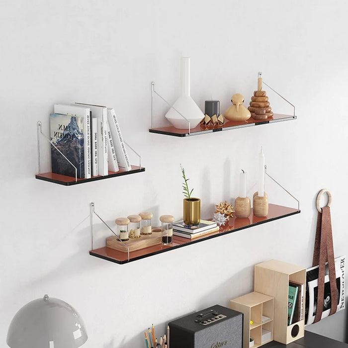 60 x 15cm Wall Mounted Floating Shelf Transparent Acrylic Bookshelf Display Rack for Living Room - Transparent Textured - 2