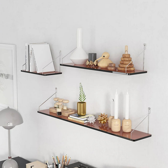 60 x 15cm Wall Mounted Floating Shelf Transparent Acrylic Bookshelf Display Rack for Living Room - Transparent Textured - 4