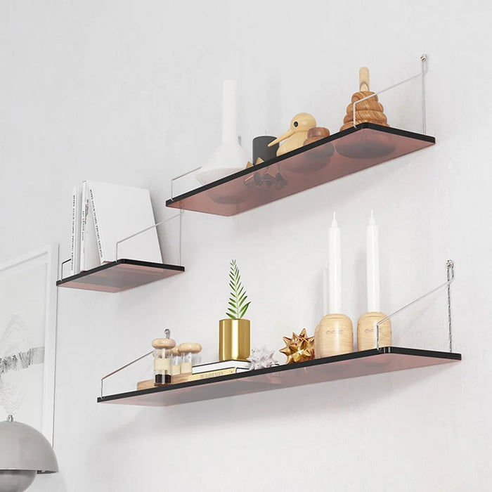 60 x 15cm Wall Mounted Floating Shelf Transparent Acrylic Bookshelf Display Rack for Living Room - Transparent Textured - 5