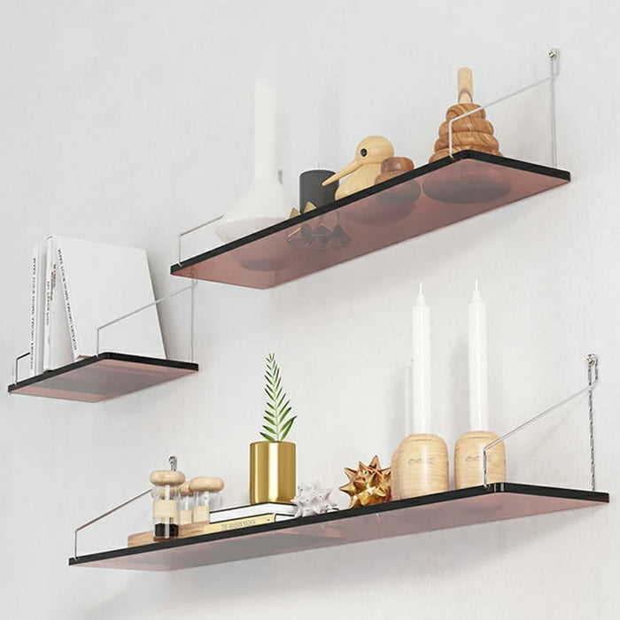 3Pcs / Set 30  /  40  /  60cm Transparent Acrylic Floating Wall Shelves for Living Room Bedroom Storage Rack - Transparent Tawny - 1