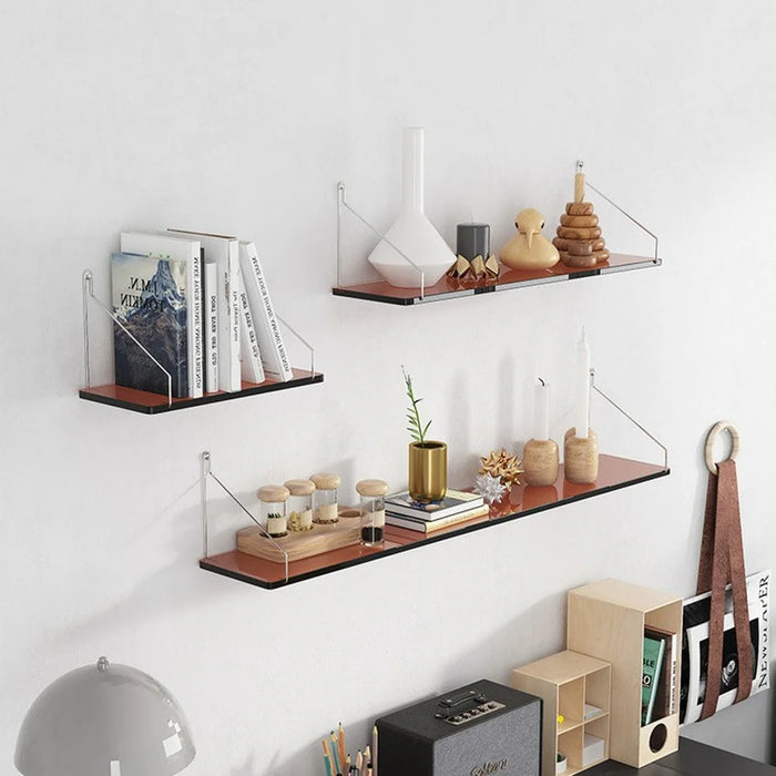 3Pcs / Set 30  /  40  /  60cm Transparent Acrylic Floating Wall Shelves for Living Room Bedroom Storage Rack - Transparent Tawny - 2
