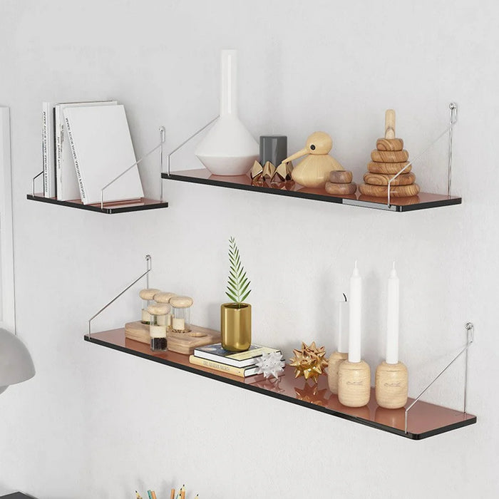 3Pcs / Set 30  /  40  /  60cm Transparent Acrylic Floating Wall Shelves for Living Room Bedroom Storage Rack - Transparent Tawny - 3