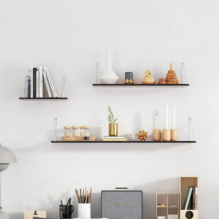 3Pcs / Set 30  /  40  /  60cm Transparent Acrylic Floating Wall Shelves for Living Room Bedroom Storage Rack - Transparent Tawny - 4