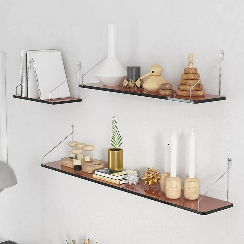 4Pcs / Set 30  /  40  /  60  /  80cm Transparent Acrylic Floating Wall Shelves for Living Room Bedroom Storage Rack - Transparent Tawny - 3