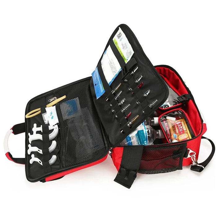 First Aid Bag Large Nurse Medical Kit Outdoor Emergency Medical Treatment Equipment Storage Organizer Shoulder Bag Medicine Duffle - Red - 3