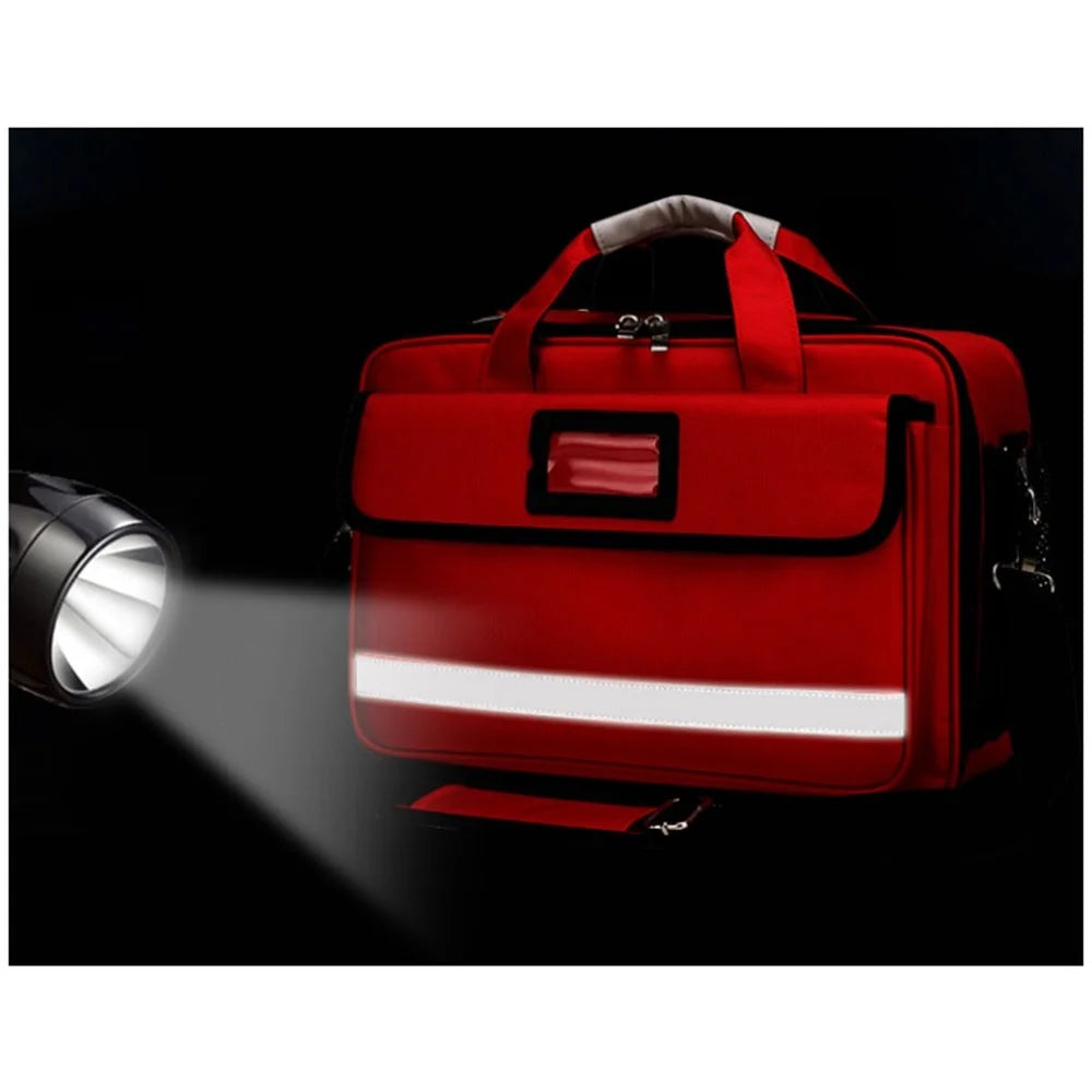 First Aid Bag Large Nurse Medical Kit Outdoor Emergency Medical Treatment Equipment Storage Organizer Shoulder Bag Medicine Duffle - Red - 5
