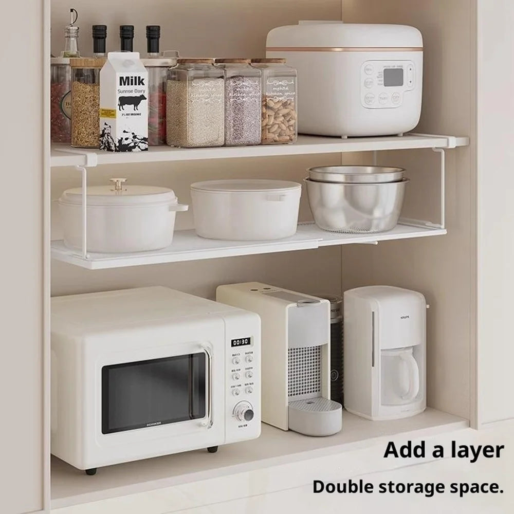 Expandable Undershelf Storage Basket for Spices Condiments Space Saving Kitchen Cabinet Organizer - White - 4