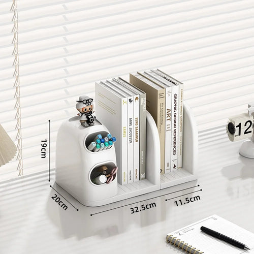 2 Dividers Bookshelf Desk Organizer with Pen Holder Desktop Storage Rack for Books Stationery - 1