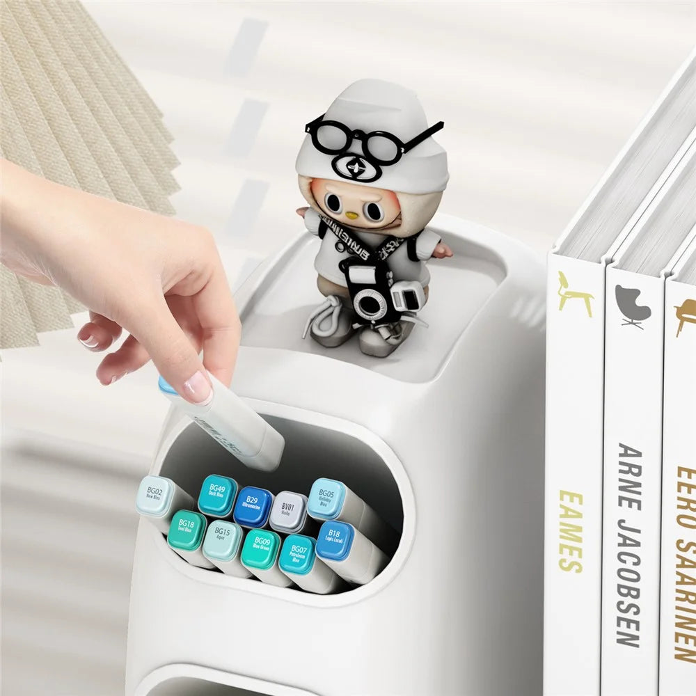 2 Dividers Bookshelf Desk Organizer with Pen Holder Desktop Storage Rack for Books Stationery - 3
