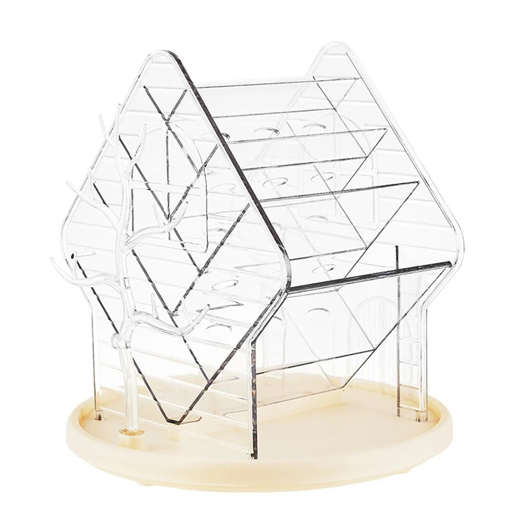 360 Degree Rotating Makeup Organizer Transparent Cosmetic Storage Shelf for Skincare Lipstick Eyeshadow - Transparent White - 1