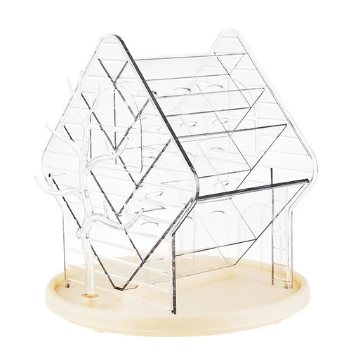 360 Degree Rotating Makeup Organizer Transparent Cosmetic Storage Shelf for Skincare Lipstick Eyeshadow - Transparent White - 1