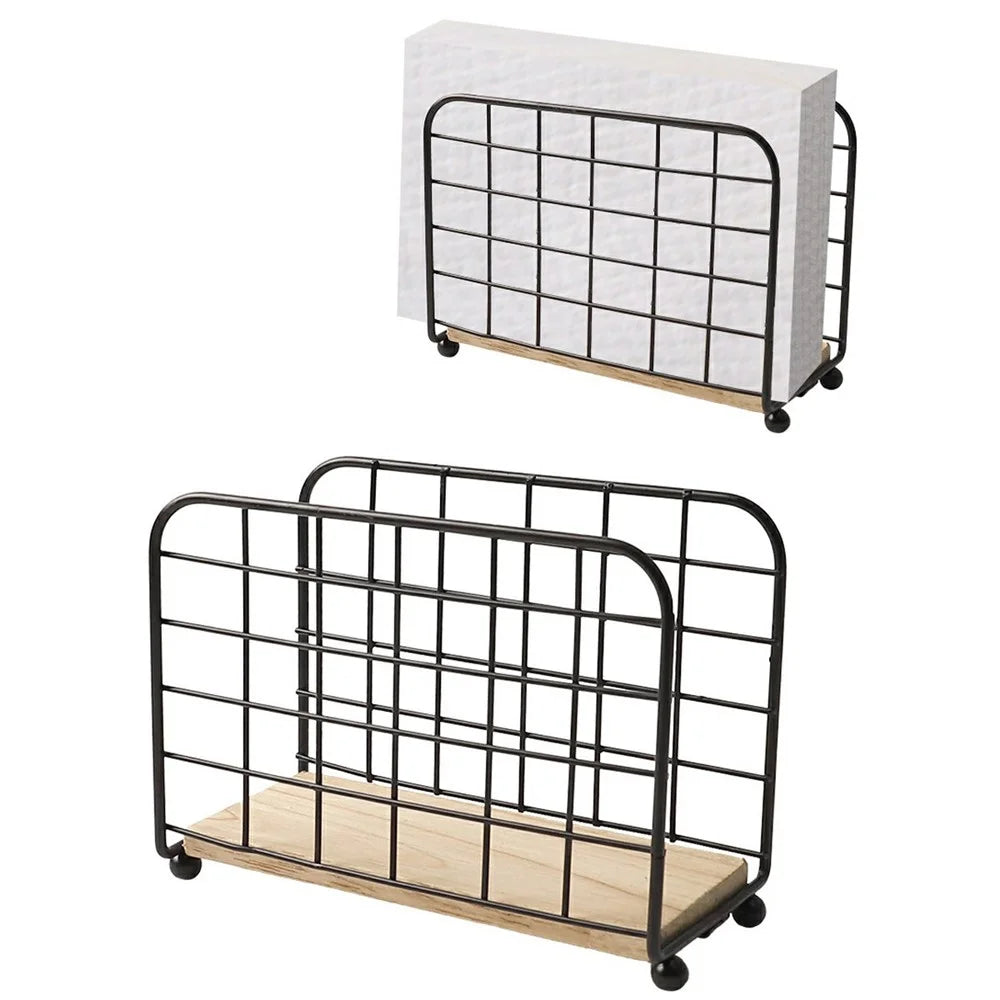 Iron Napkin Holder Metal Tissue Dispenser Stable Upright Tissue Holder for Home Hotel Table - 1