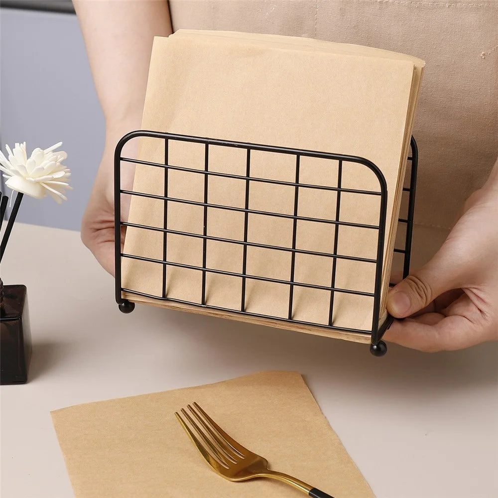 Iron Napkin Holder Metal Tissue Dispenser Stable Upright Tissue Holder for Home Hotel Table - 3
