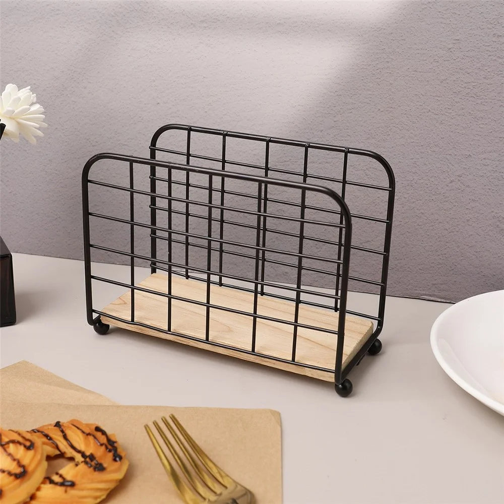 Iron Napkin Holder Metal Tissue Dispenser Stable Upright Tissue Holder for Home Hotel Table - 5
