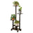 Bamboo Plant Stand Rolling Flower Pot Holder Multi-Tier Indoor / Outdoor Display Shelf with Wheels for Living Room / Balcony - Black - 1