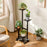 Bamboo Plant Stand Rolling Flower Pot Holder Multi-Tier Indoor / Outdoor Display Shelf with Wheels for Living Room / Balcony - Black - 2