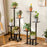 Bamboo Plant Stand Rolling Flower Pot Holder Multi-Tier Indoor / Outdoor Display Shelf with Wheels for Living Room / Balcony - Black - 3