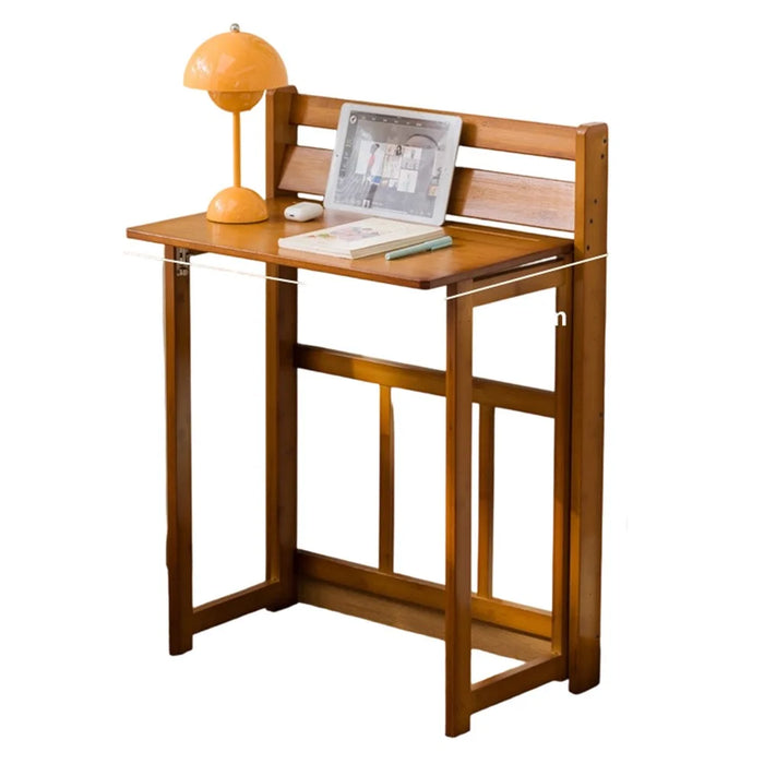 63 x 41 x 87cm Folding Table Compact Portable Computer Desk for Home Office Study Children Learning - Brown - 1