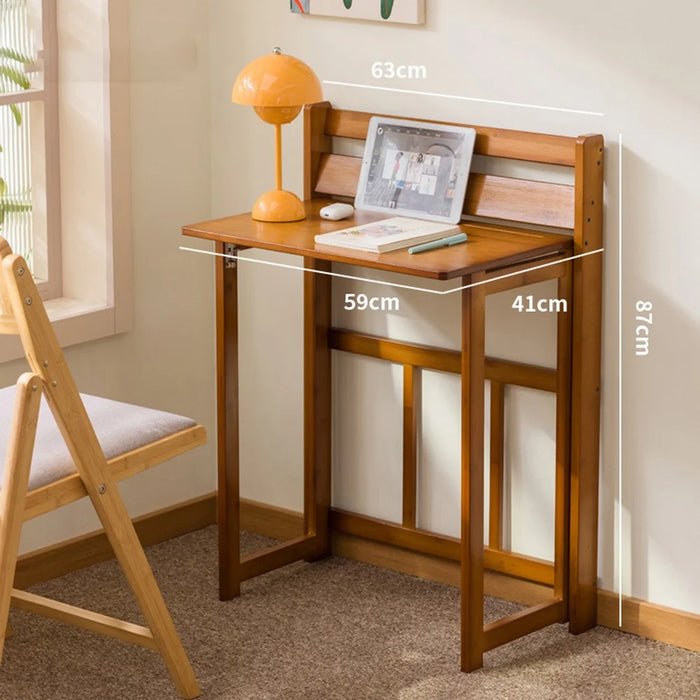 63 x 41 x 87cm Folding Table Compact Portable Computer Desk for Home Office Study Children Learning - Brown - 2