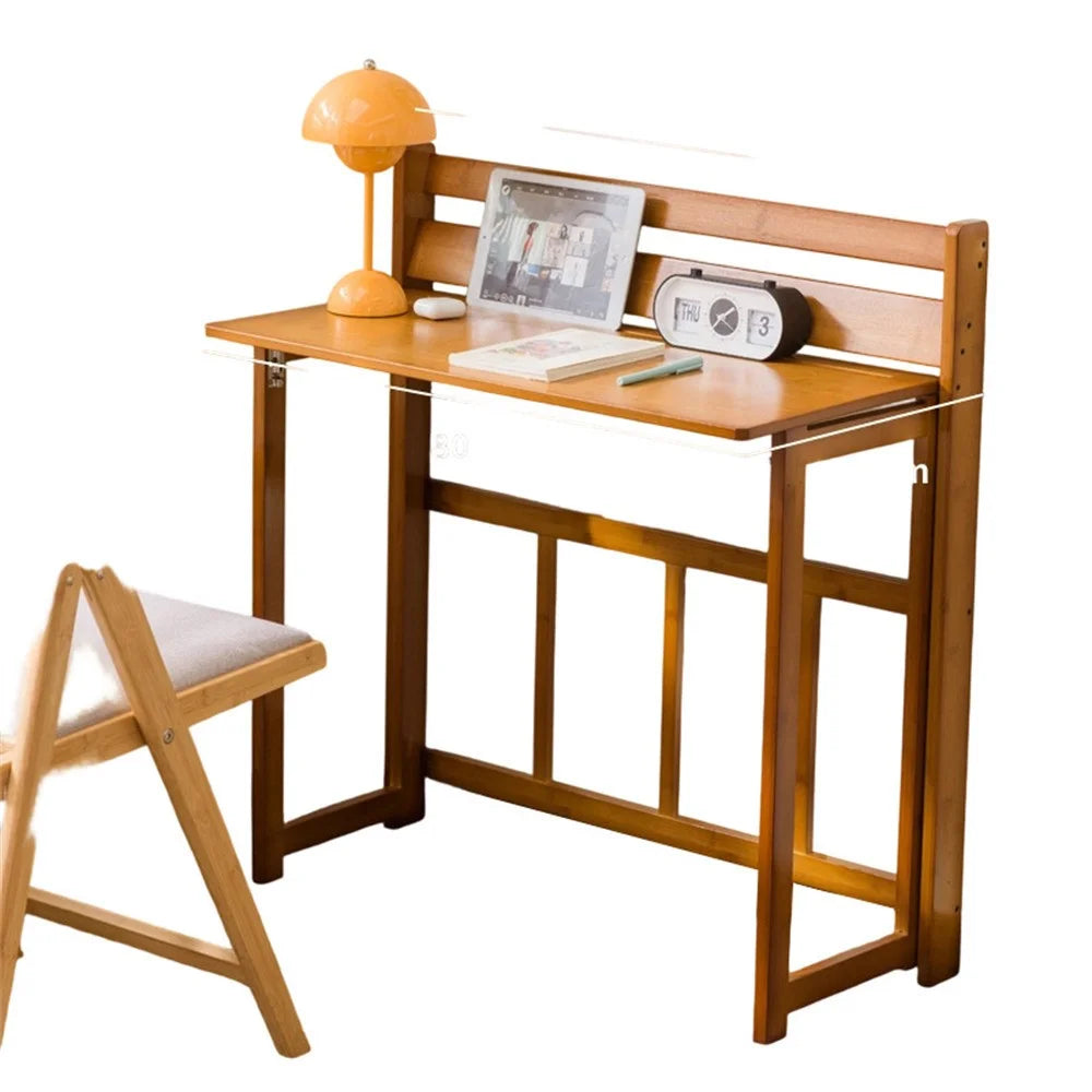 84 x 41 x 87cm Folding Table Compact Portable Computer Desk for Home Office Study Children Learning - Brown - 1