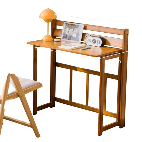 84 x 41 x 87cm Folding Table Compact Portable Computer Desk for Home Office Study Children Learning - Brown - 1