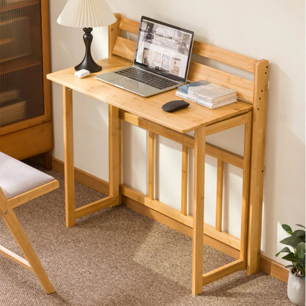 84 x 41 x 87cm Folding Table Compact Portable Computer Desk for Home Office Study Children Learning - Brown - 3