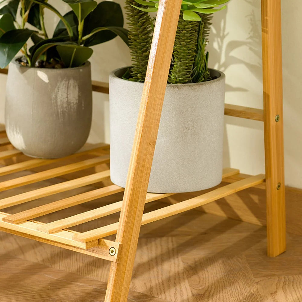 2-Tier 50cm Folding Wooden Plant Stand Indoor Flower Shelf Ladder Display Rack for Home / Garden / Balcony - 3