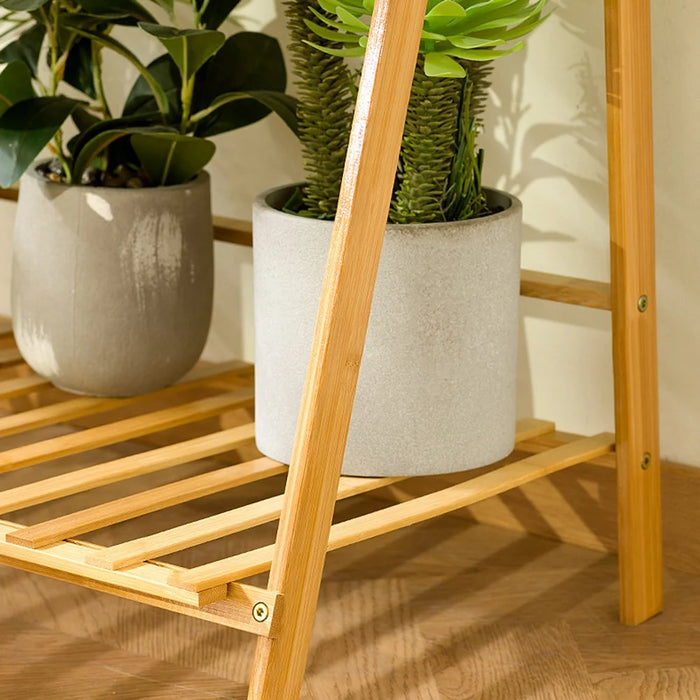 2-Tier 70cm Folding Wooden Plant Stand Indoor Flower Shelf Ladder Display Rack for Home / Garden / Balcony - 3