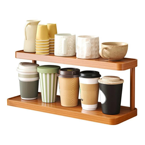 40cm Desktop Cup Organizer Rack 2-Tier Storage Shelf for Tabletop  /  Workspace  /  Dining Table Mug  /  Coffee Cup Holder - 1