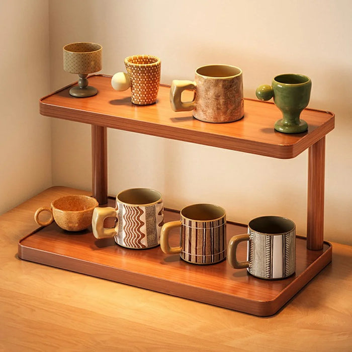 40cm Desktop Cup Organizer Rack 2-Tier Storage Shelf for Tabletop  /  Workspace  /  Dining Table Mug  /  Coffee Cup Holder - 2