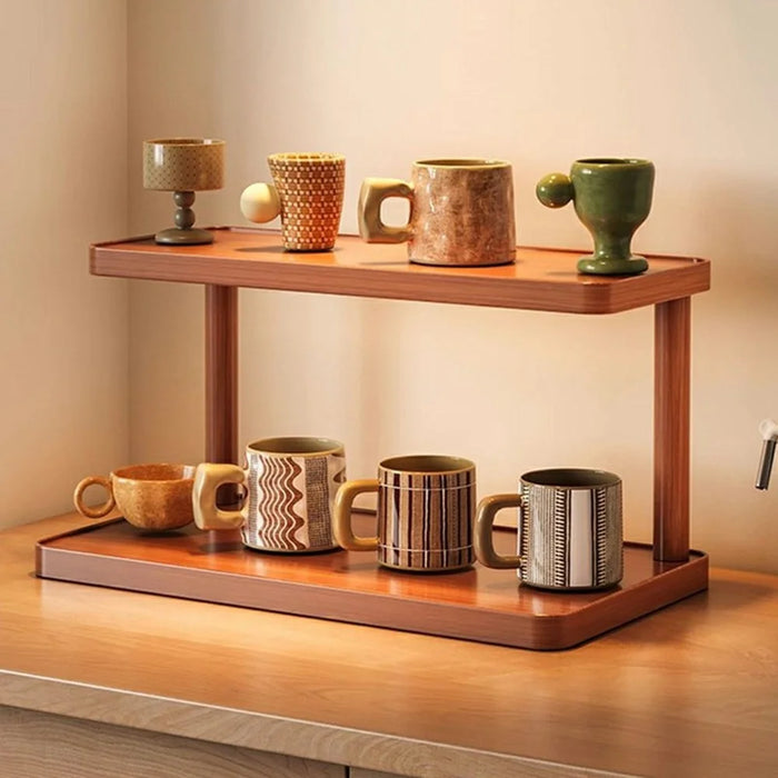 40cm Desktop Cup Organizer Rack 2-Tier Storage Shelf for Tabletop  /  Workspace  /  Dining Table Mug  /  Coffee Cup Holder - 3