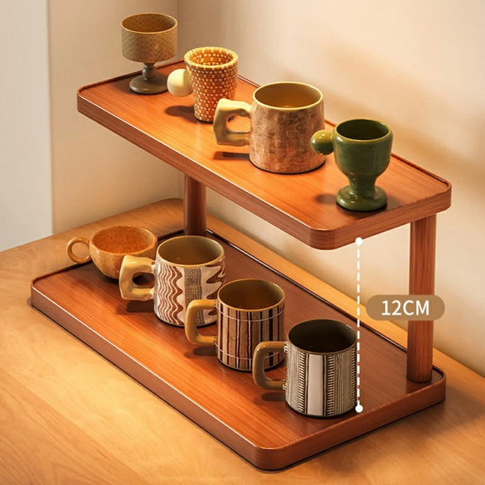 40cm Desktop Cup Organizer Rack 2-Tier Storage Shelf for Tabletop  /  Workspace  /  Dining Table Mug  /  Coffee Cup Holder - 4