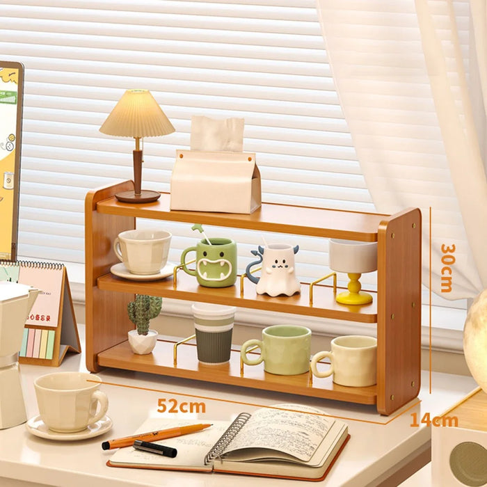 Cup Holder Organizer 52cm 3-Tier Display Rack for Coffee Mugs / Water Glasses Desktop Storage Shelf - 1