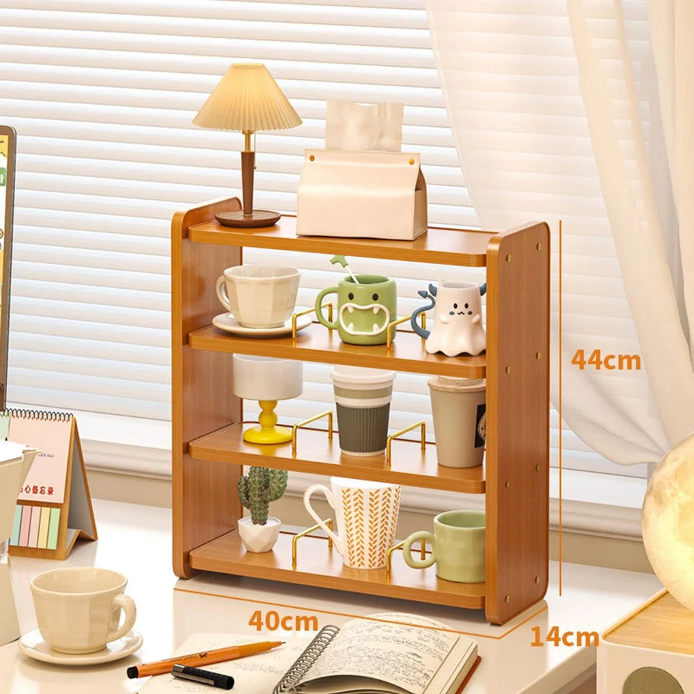 Cup Holder Organizer 40cm 4-Tier Display Rack for Coffee Mugs / Water Glasses Desktop Storage Shelf - 1