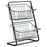 Desktop Double Layer Storage Rack Iron Basket Organizer for Bathroom Kitchen Countertop Shelf - Black - 1