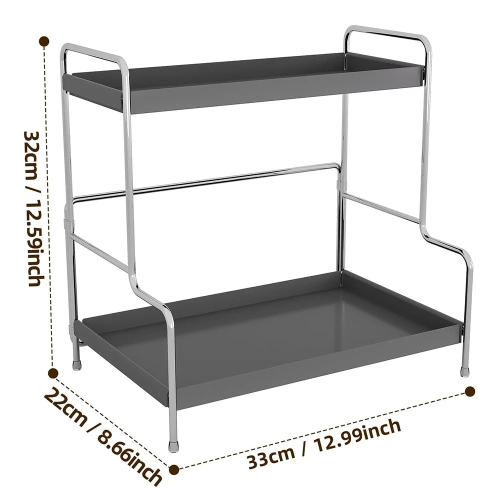33 x 22 x 32cm Cosmetic Storage Rack Makeup Shelf for Washstand  /  Countertop Removable Tray Foldable Design - Tarnish - 1