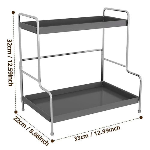 33 x 22 x 32cm Cosmetic Storage Rack Makeup Shelf for Washstand  /  Countertop Removable Tray Foldable Design - Tarnish - 1