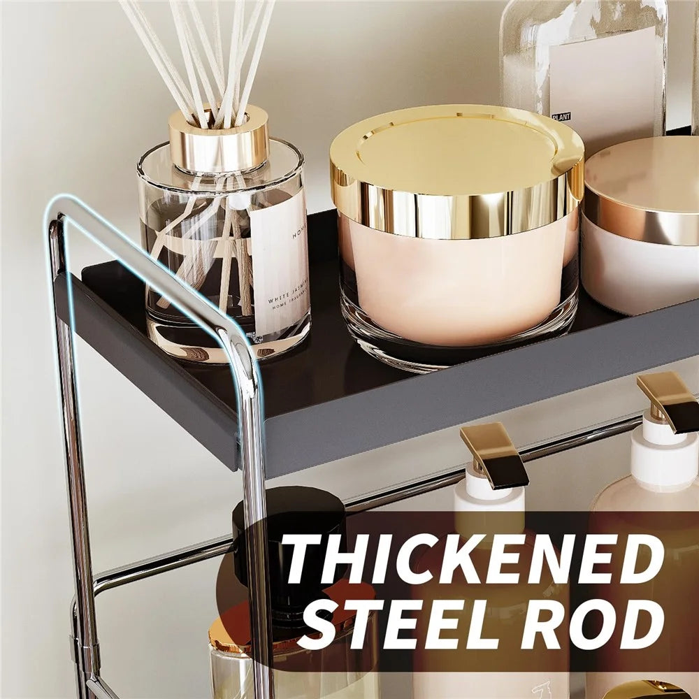 33 x 22 x 32cm Cosmetic Storage Rack Makeup Shelf for Washstand  /  Countertop Removable Tray Foldable Design - Tarnish - 6