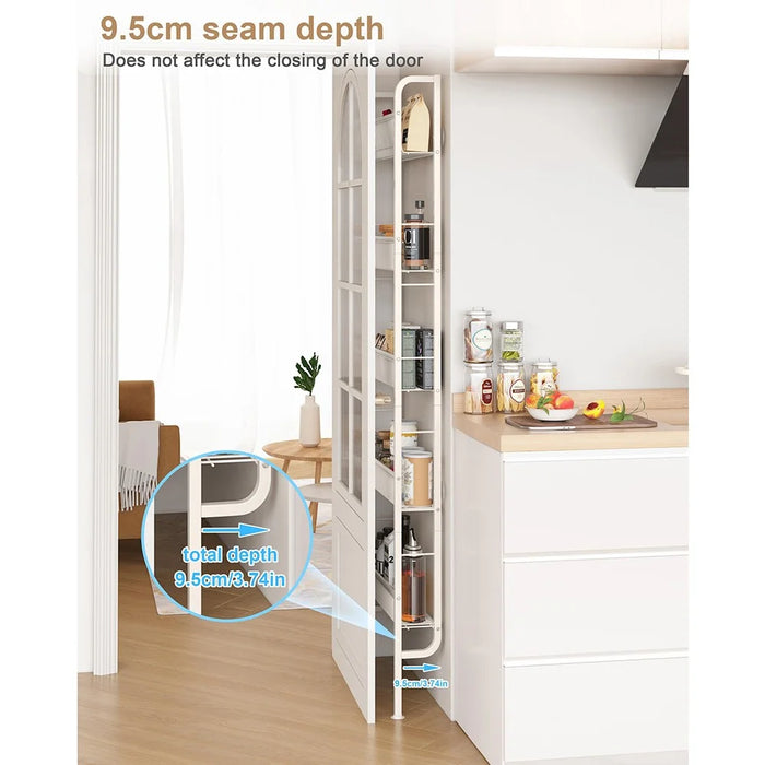 Over The Door Storage Rack 5 Tier Slim Shelf Wall Mounted Metal Organizer Display Stand for Books / Toys - Square Tube / White - 7