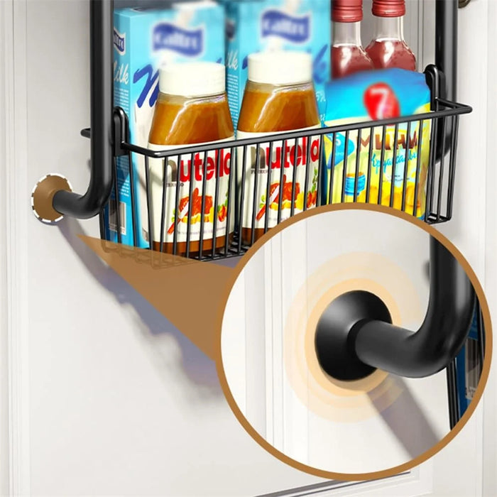 Over The Door Hanging Organizer 4 Tier Storage Basket Rack Hook Shelf for Home Organization - Black - 3