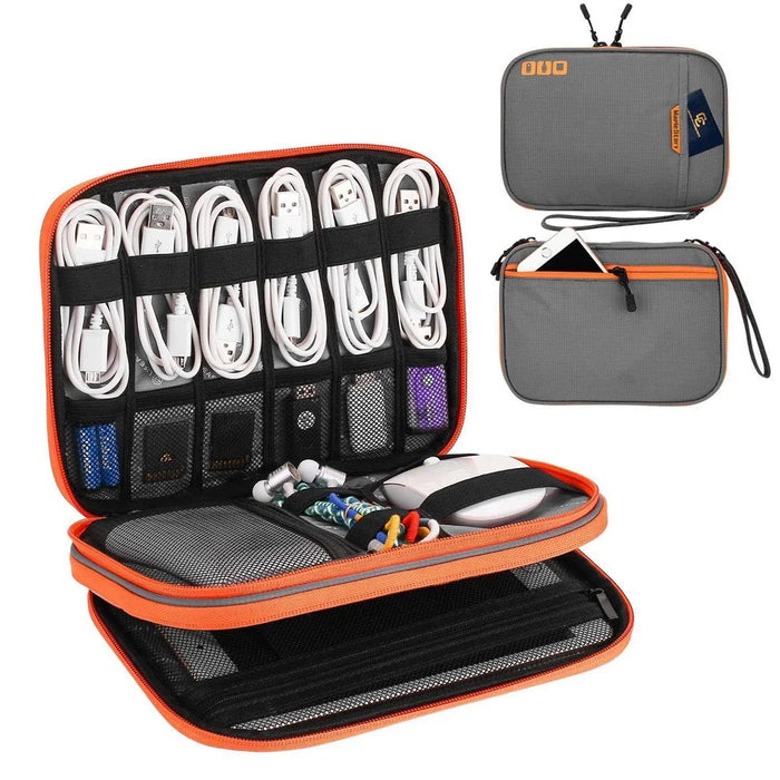 MAPLESTORY MD038 Cable Organizer Travel Bag Electronics Accessories Carrying Case Portable Waterproof Storage Bag with Strap, Size: M - Light Grey - 1