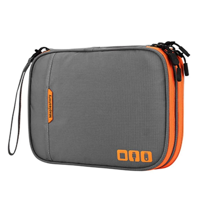 MAPLESTORY MD038 Cable Organizer Travel Bag Electronics Accessories Carrying Case Portable Waterproof Storage Bag with Strap, Size: M - Light Grey - 2