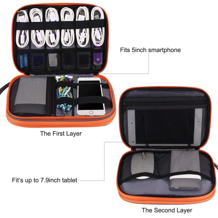 MAPLESTORY MD038 Cable Organizer Travel Bag Electronics Accessories Carrying Case Portable Waterproof Storage Bag with Strap, Size: M - Light Grey - 3