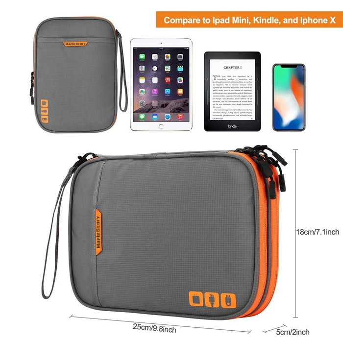 MAPLESTORY MD038 Cable Organizer Travel Bag Electronics Accessories Carrying Case Portable Waterproof Storage Bag with Strap, Size: M - Light Grey - 6