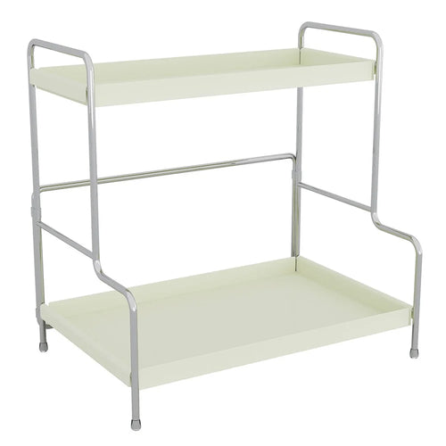 43 x 22 x 32cm Cosmetic Organizer Bathroom Countertop Storage Rack Makeup Vanity Shelf Washstand Toiletry Holder, White - 1