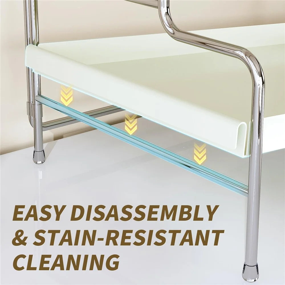 43 x 22 x 32cm Cosmetic Organizer Bathroom Countertop Storage Rack Makeup Vanity Shelf Washstand Toiletry Holder, White - 3