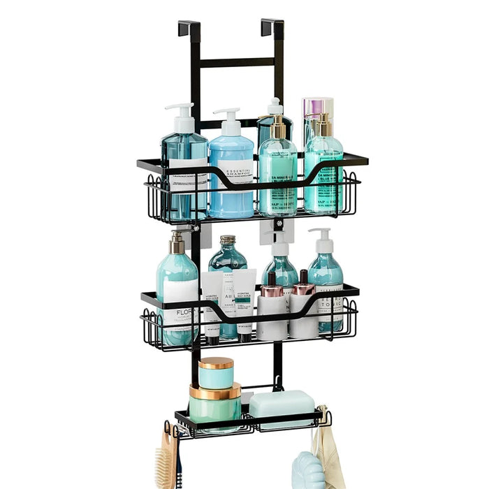 Over The Door Bathroom Shower Organizer Hanging Storage Rack Multi-Layer Basket Shelves for Toiletries Shampoo - 1